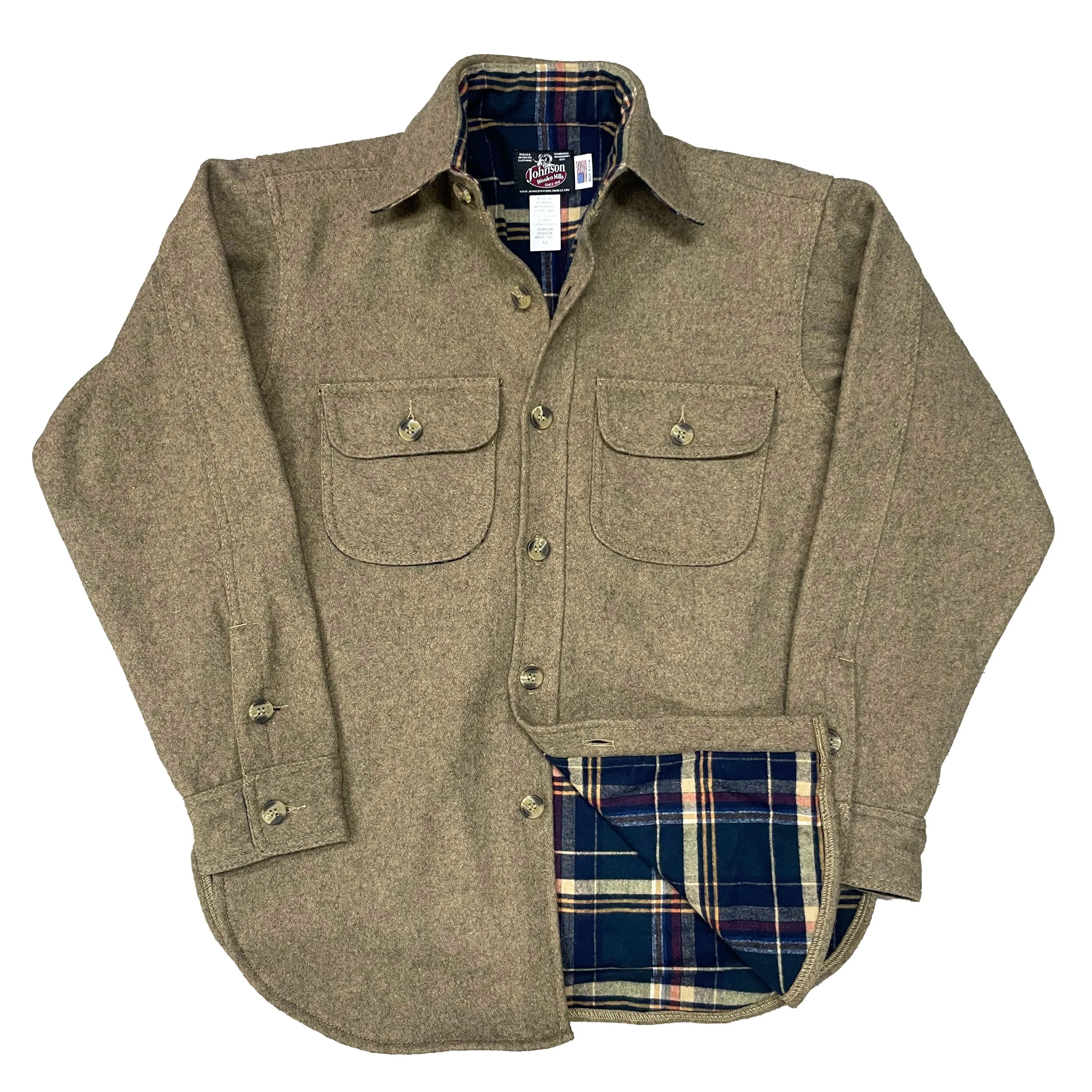 Flannel Lined Wool Button Down Shirt