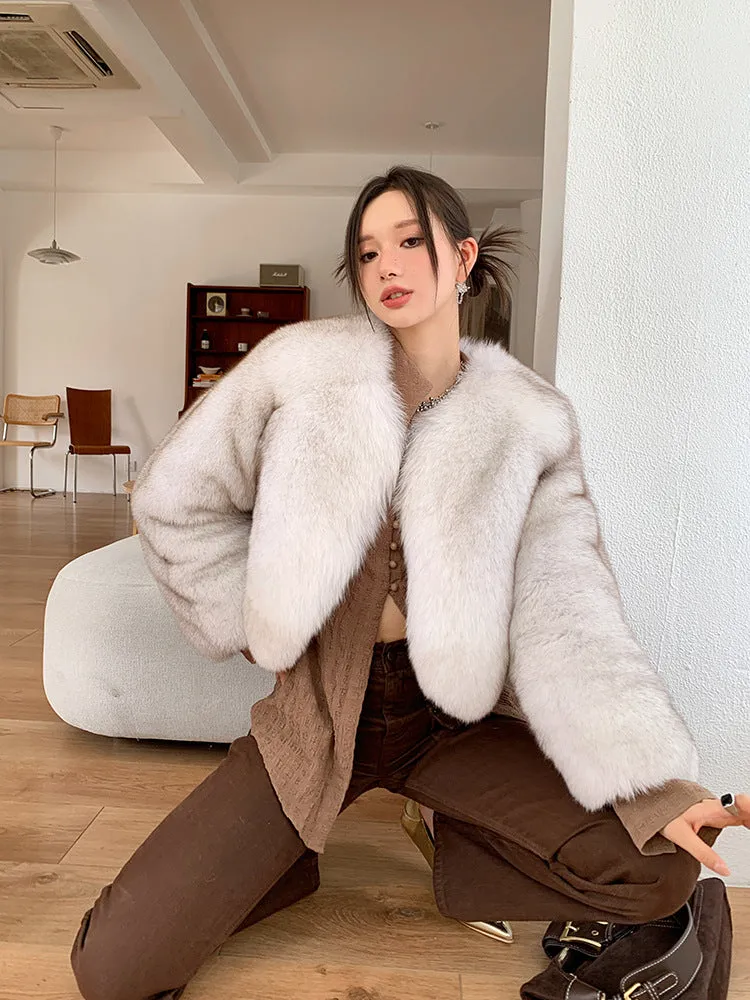 Fox Fur Thick Short Furry Coat