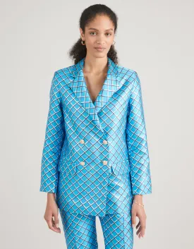 Freya Blue Mesh Print Jacquard Jacket