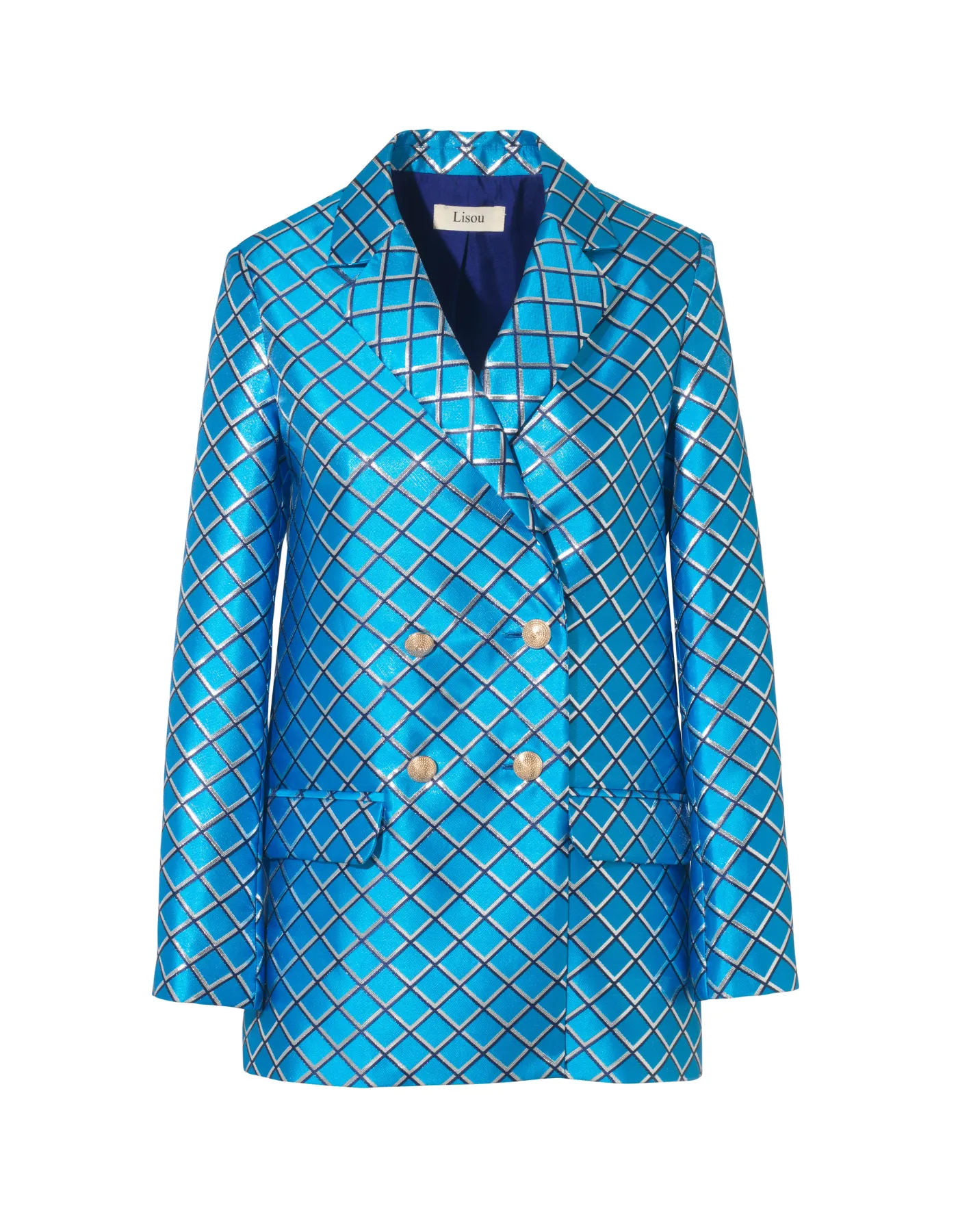 Freya Blue Mesh Print Jacquard Jacket