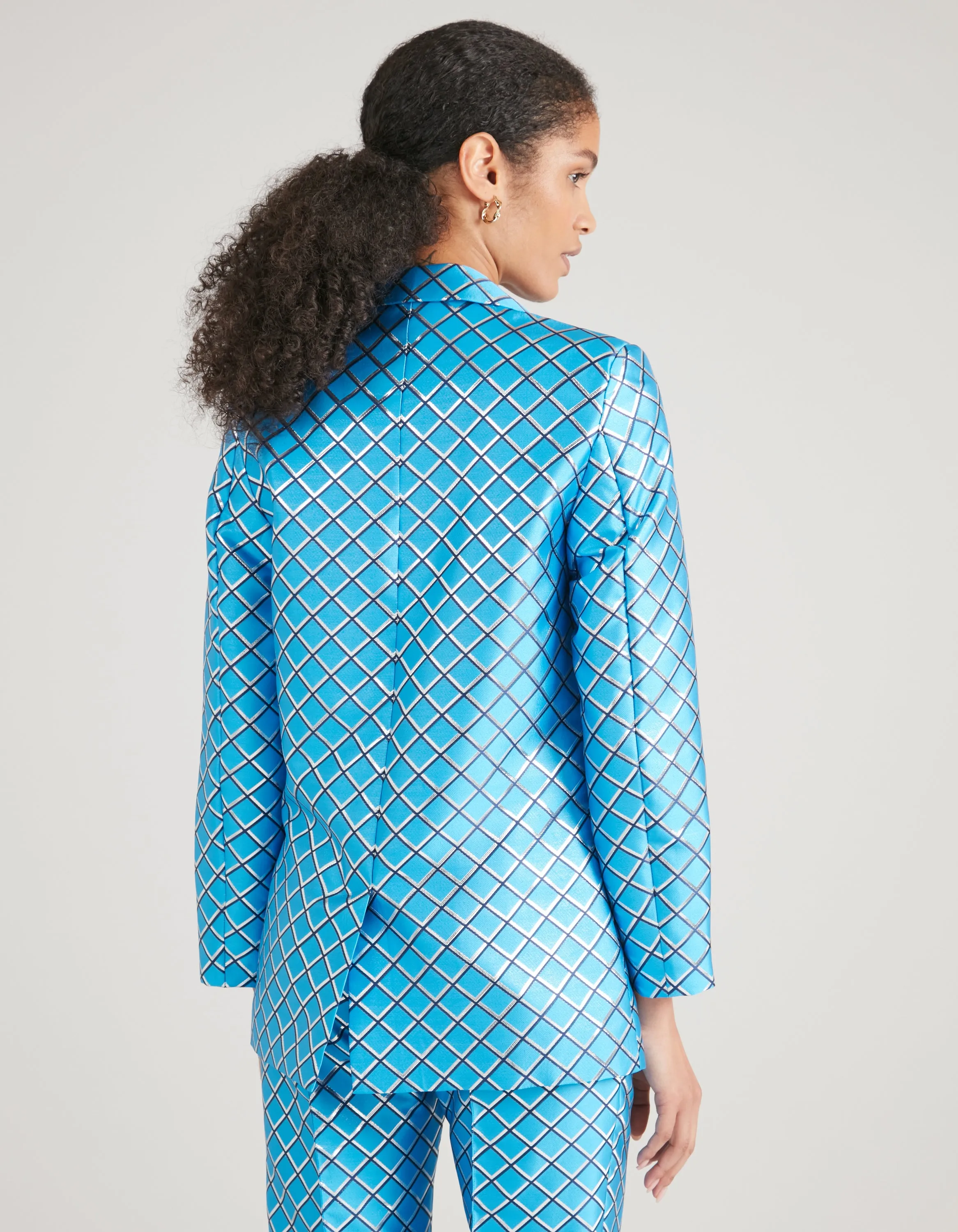 Freya Blue Mesh Print Jacquard Jacket