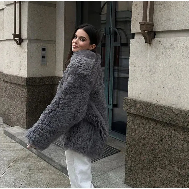 Fuzzy Faux Stylish Fur Coat