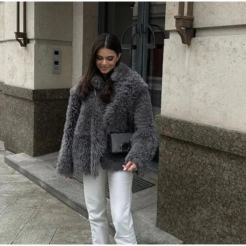 Fuzzy Faux Stylish Fur Coat