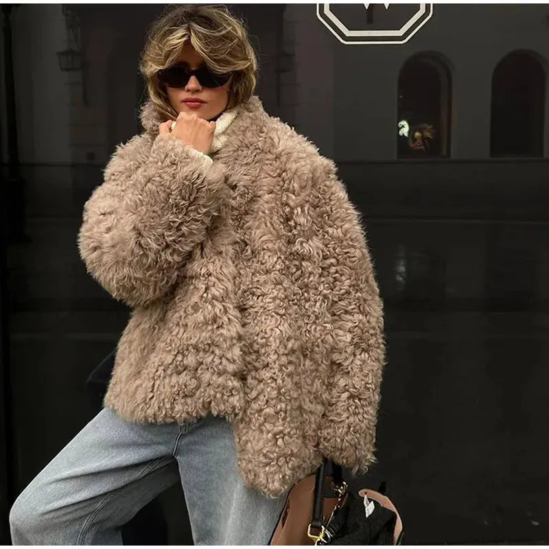 Fuzzy Faux Stylish Fur Coat