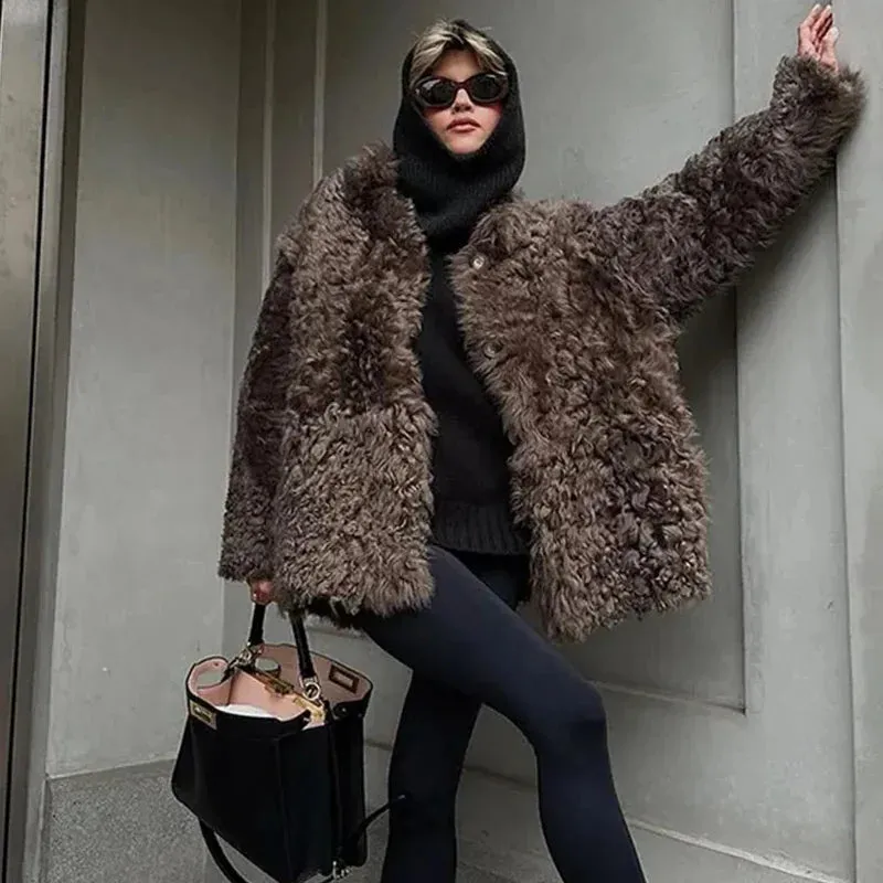 Fuzzy Faux Stylish Fur Coat