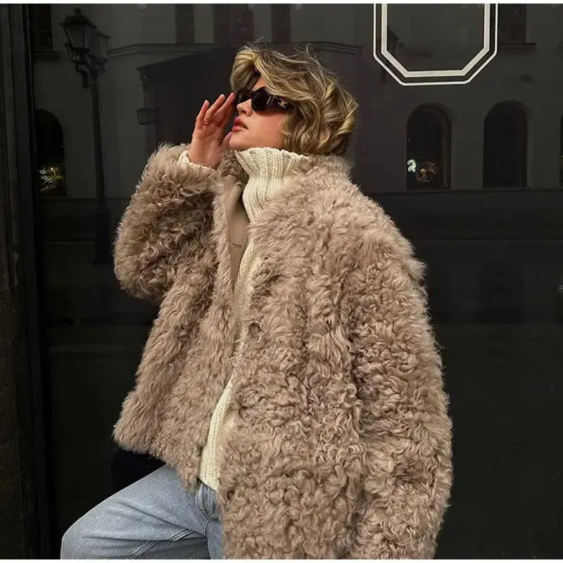 Fuzzy Faux Stylish Fur Coat