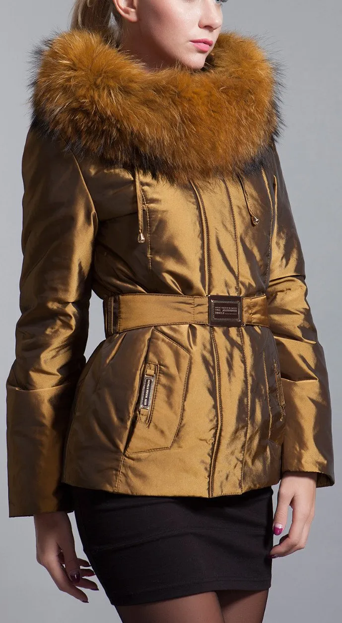 Gold Metallic Short Down Coat