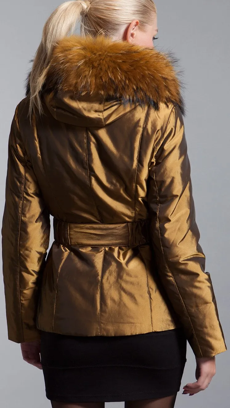 Gold Metallic Short Down Coat