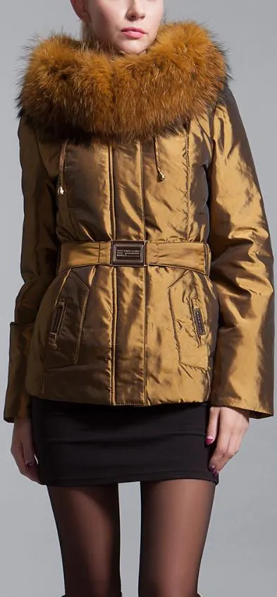 Gold Metallic Short Down Coat