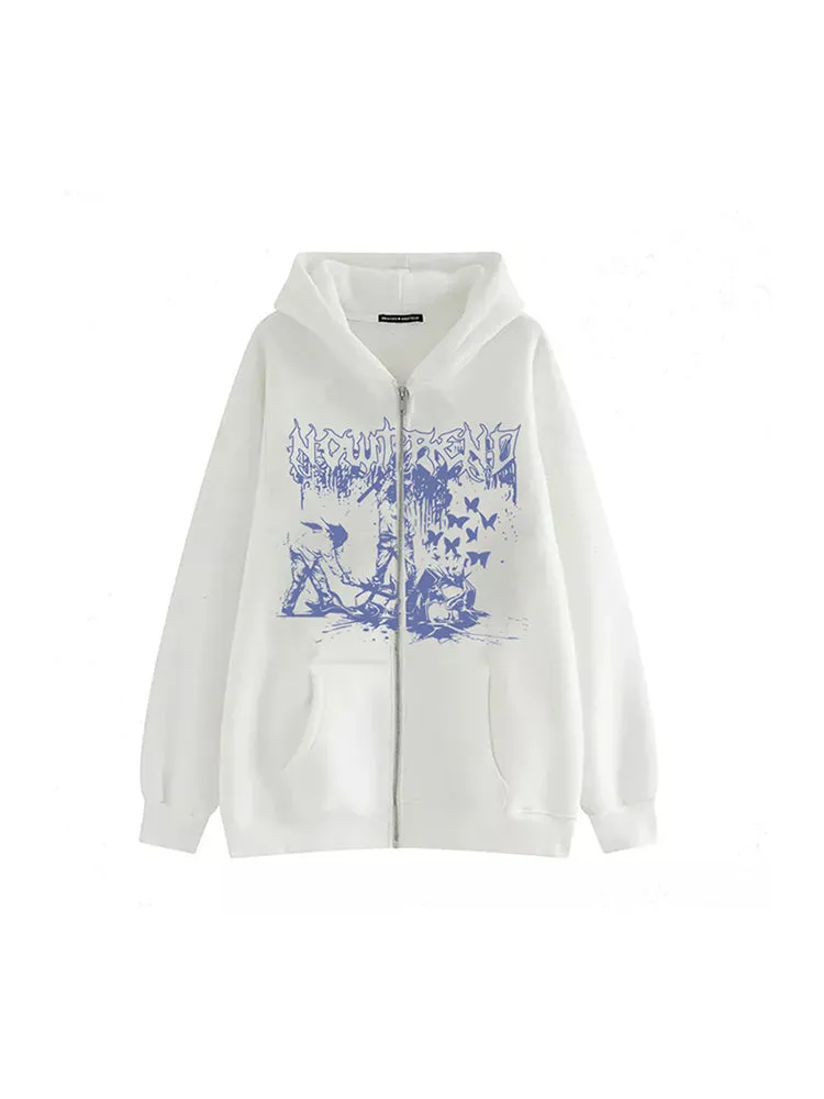 Gothic Sweatshirt Street Oversize Casual Jacket