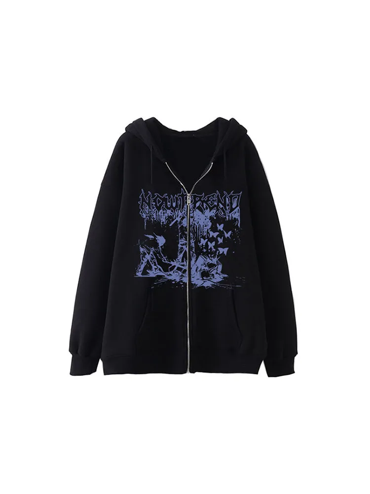 Gothic Sweatshirt Street Oversize Casual Jacket