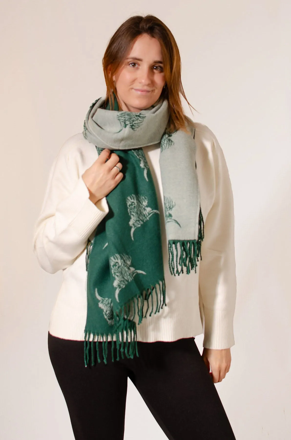 Highland Cow Cashmere Blend Scarf