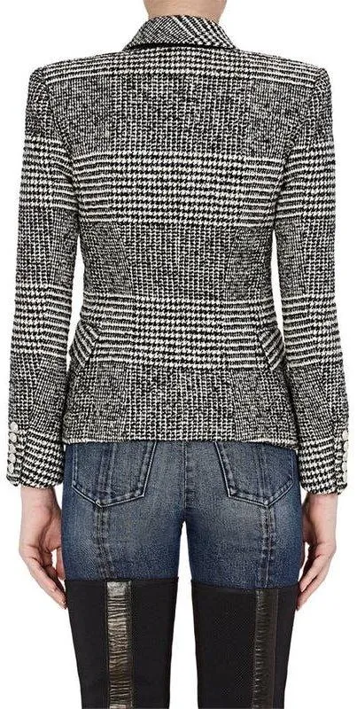 Houndstooth Double-Breasted Blazer