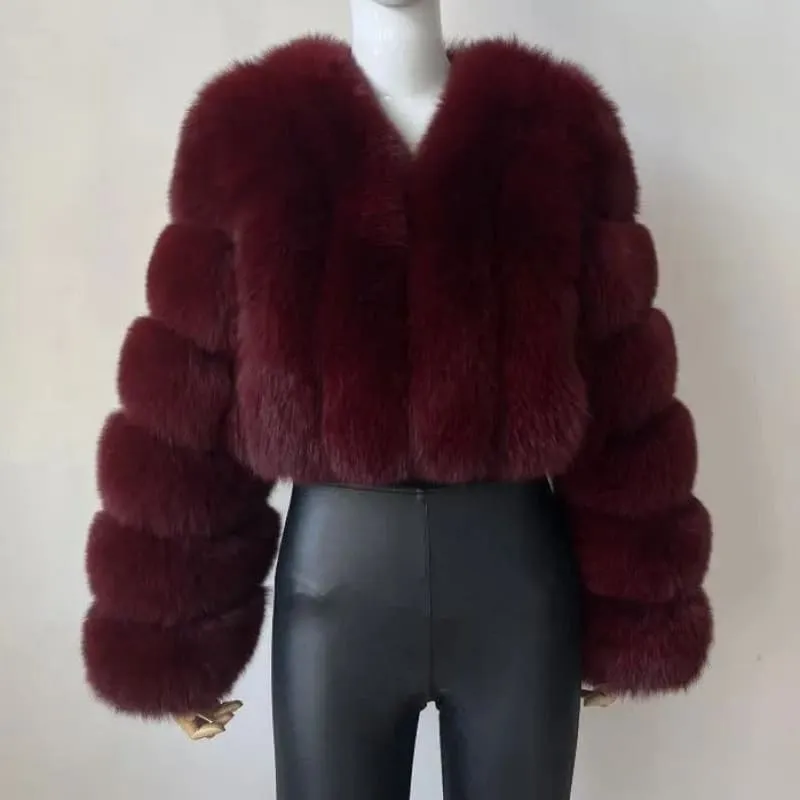 Imitation Fox Fur Short Coat for Stylish Ladies