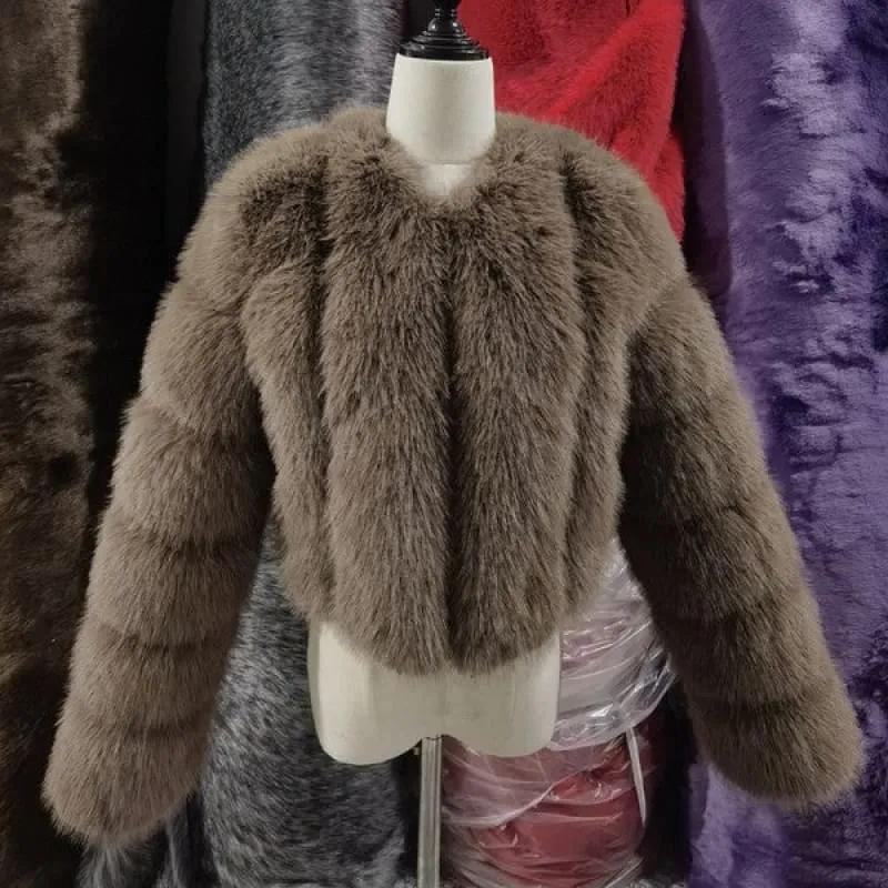 Imitation Fox Fur Short Coat for Stylish Ladies