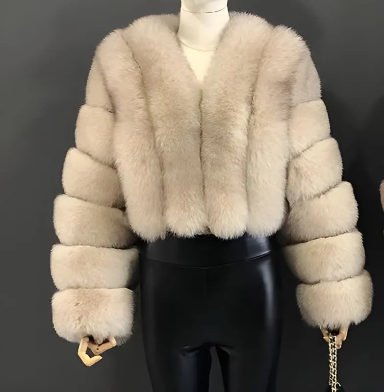 Imitation Fox Fur Short Coat for Stylish Ladies