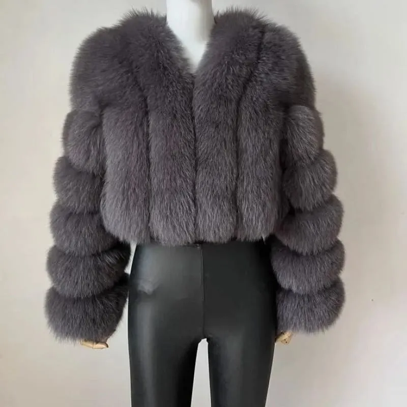 Imitation Fox Fur Short Coat for Stylish Ladies