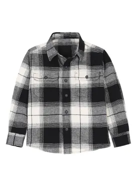 Kids Brushed Plaid Flannel Shirt,Button Down