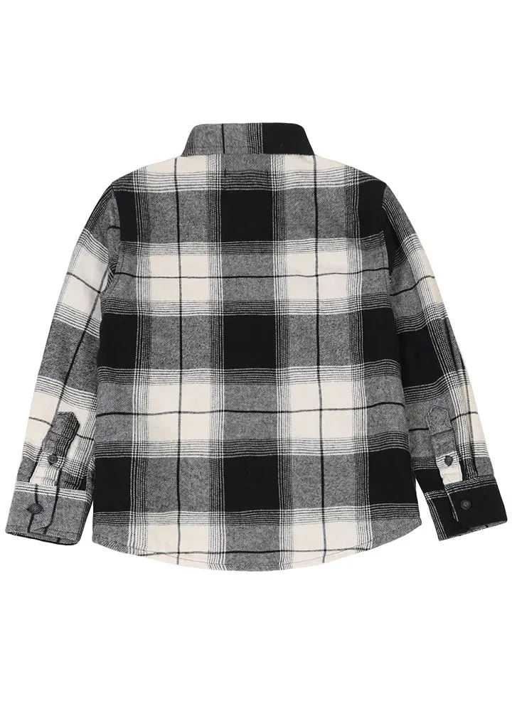 Kids Brushed Plaid Flannel Shirt,Button Down