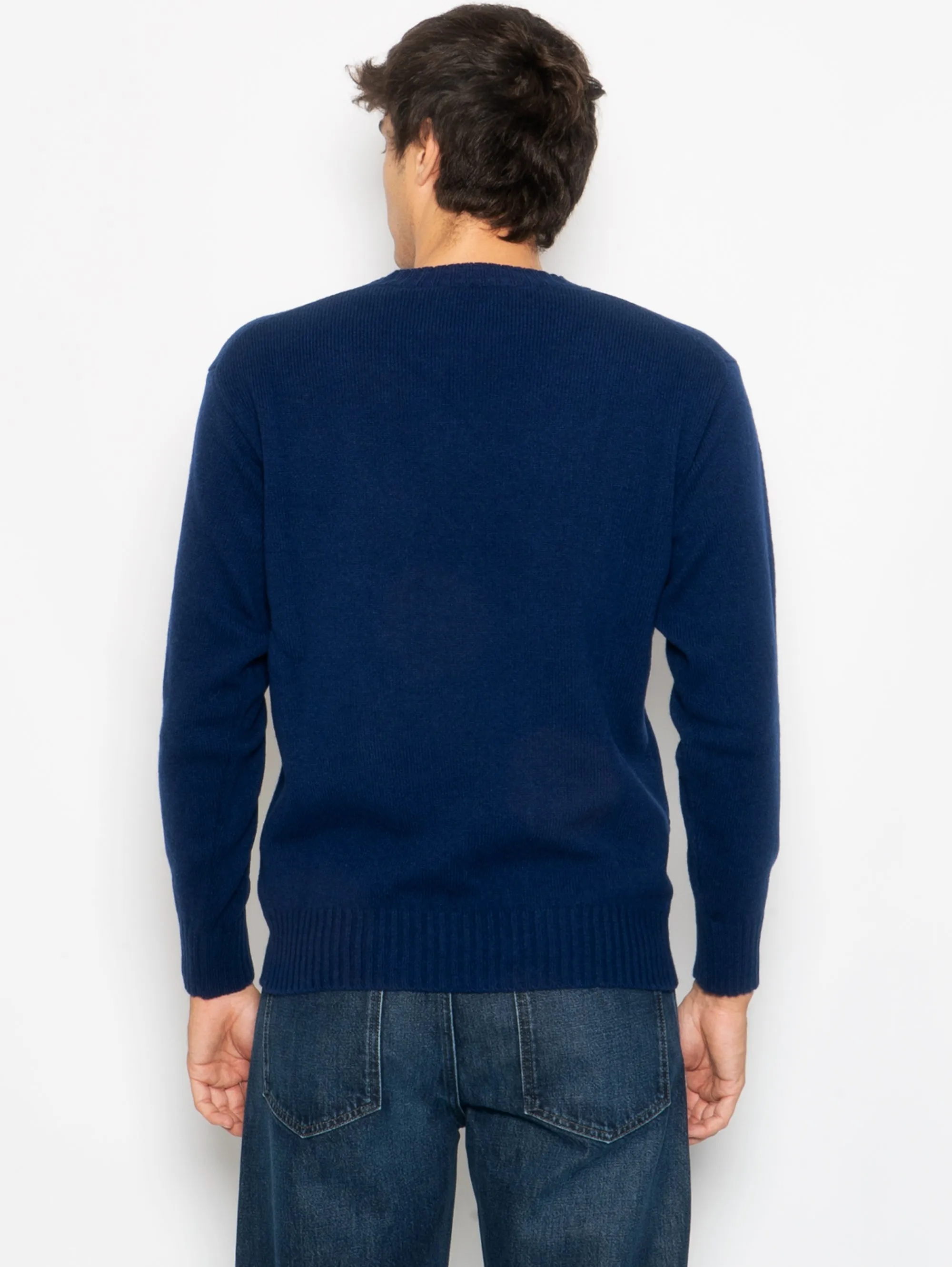 Maglia Girocollo Lana e Cashmere Blu