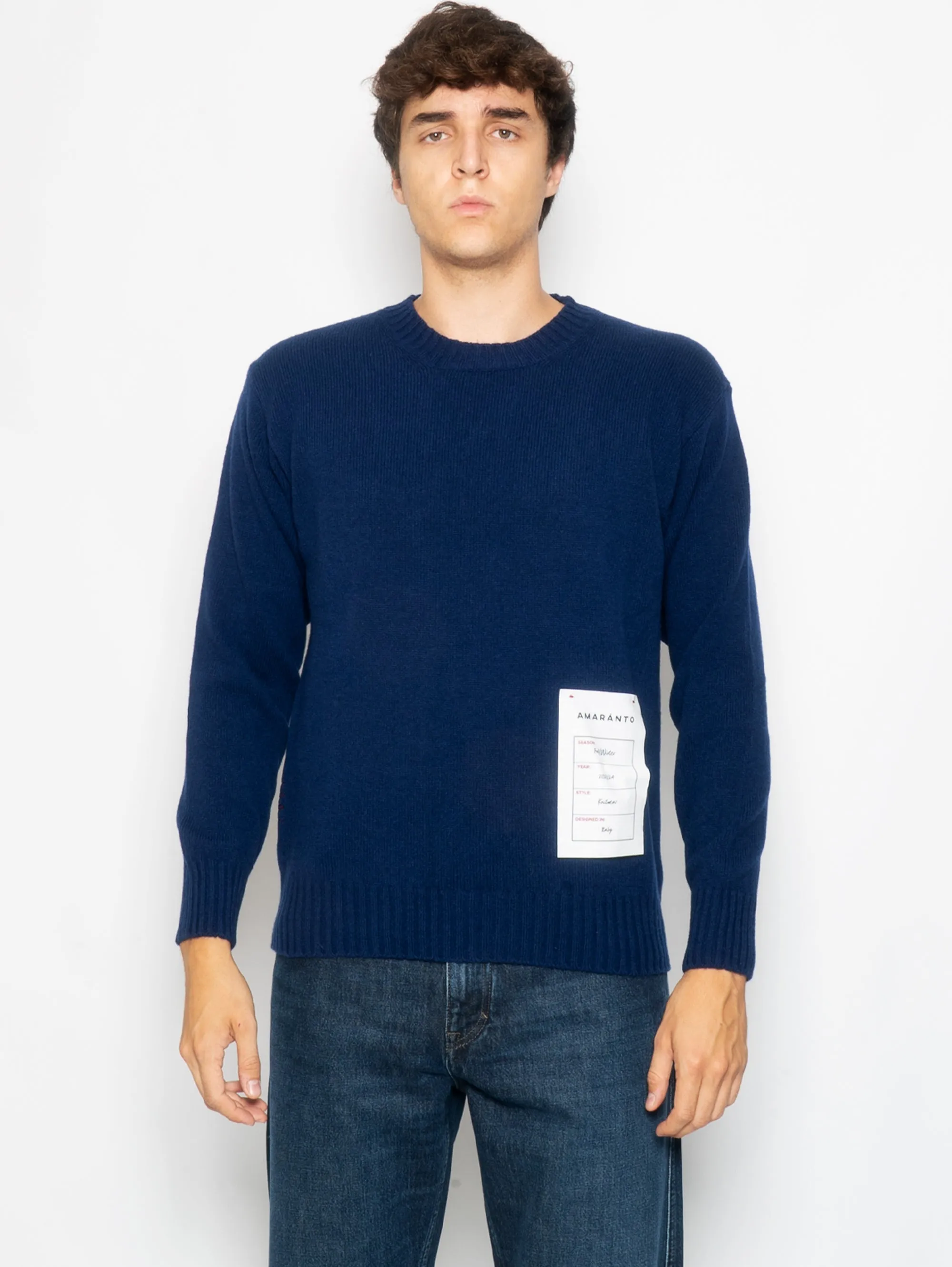 Maglia Girocollo Lana e Cashmere Blu