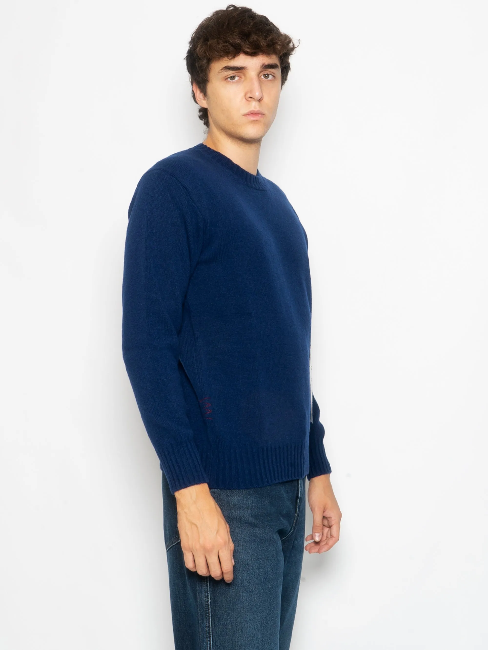 Maglia Girocollo Lana e Cashmere Blu