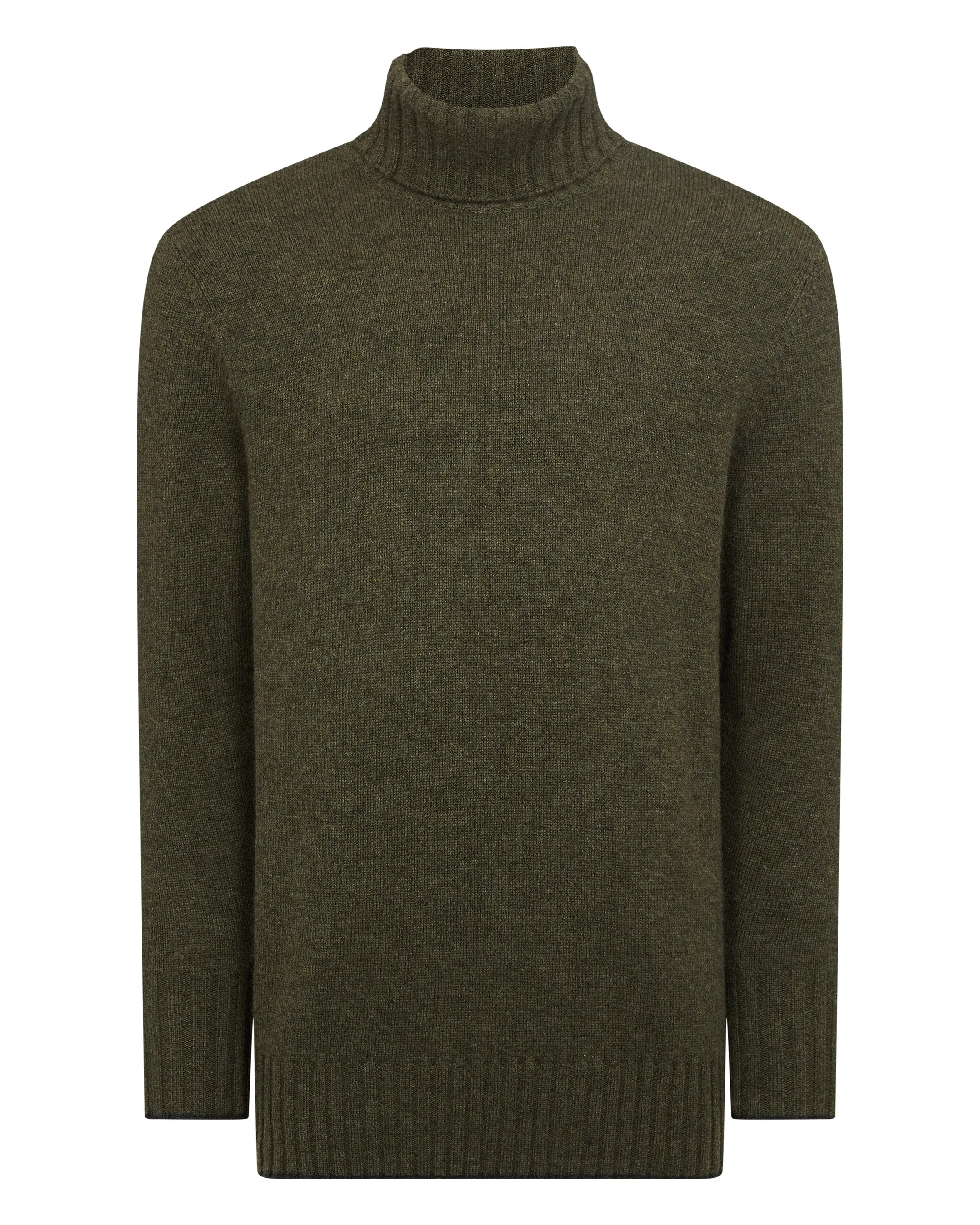 Men's Brompton Turtle Neck Cashmere Sweater Moss Green