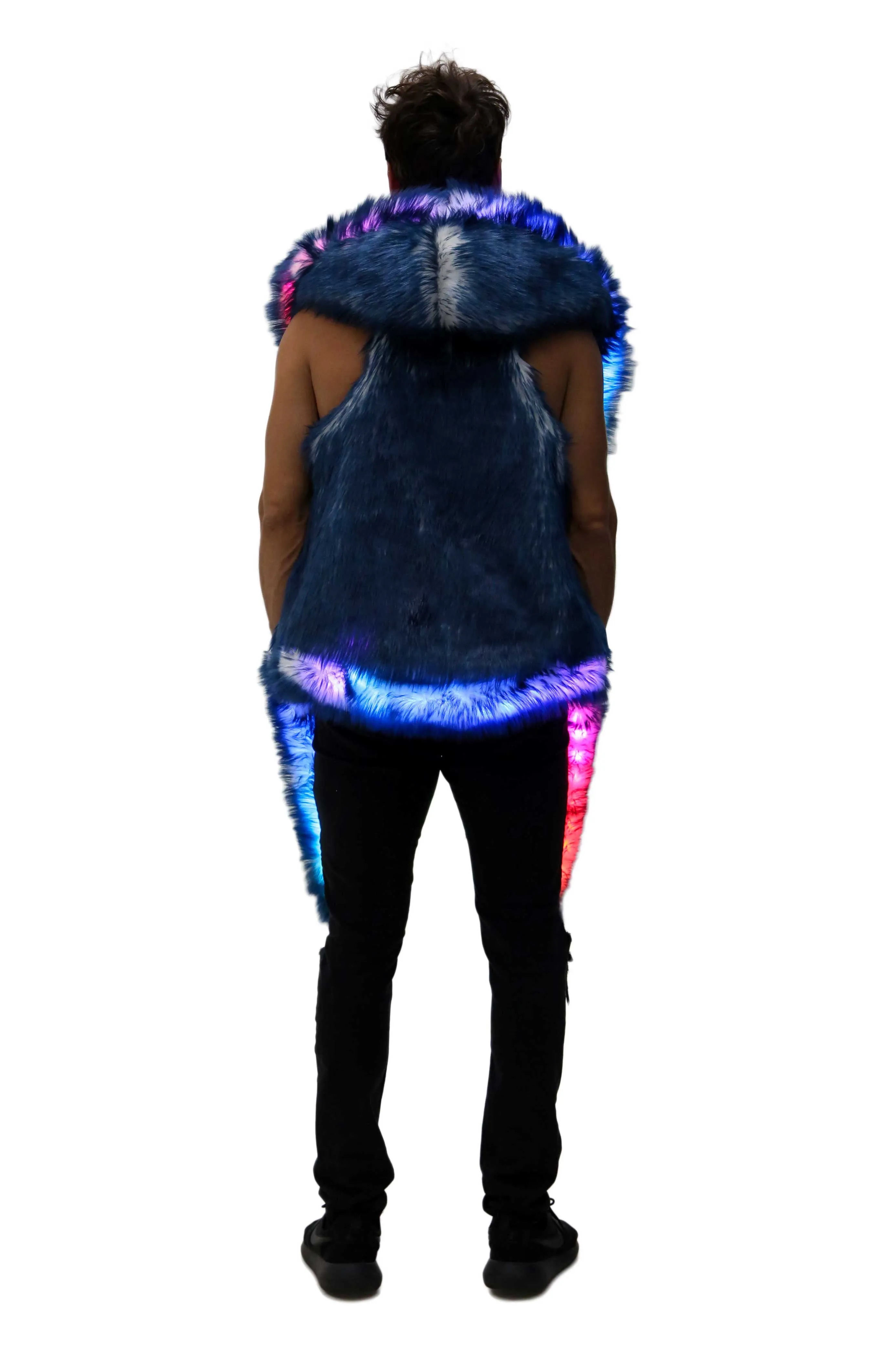 Men's LED Fur Vest in "Just The Tip-Navy"