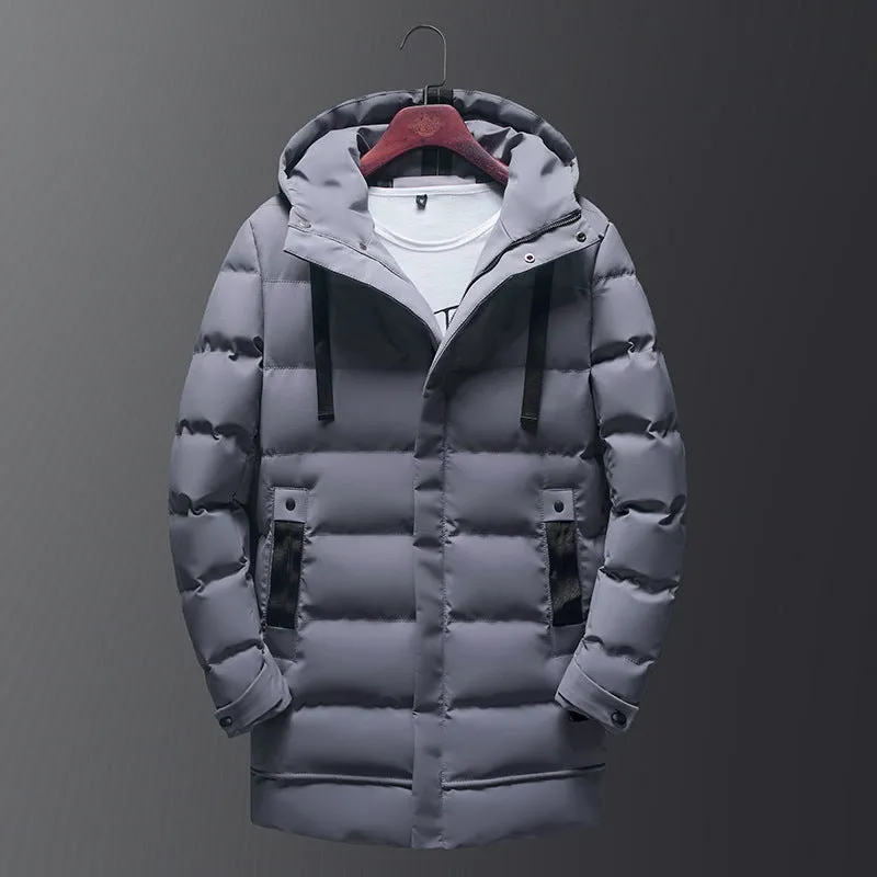 Men's mid-length thick down padded jacket