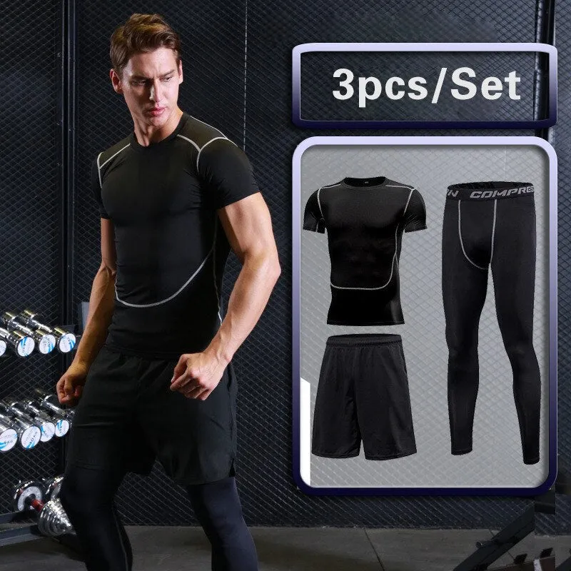 Men's Sports Suit Compression Tracksuit Fitness Gym Clothes For Jogging Sets Running Sportwear Training Exercise Workout Tights