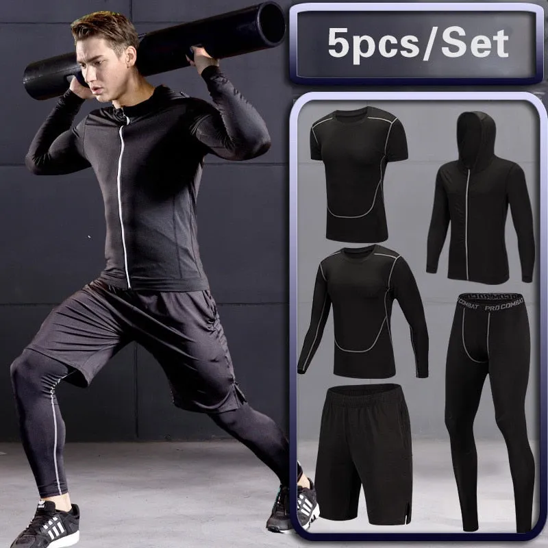 Men's Sports Suit Compression Tracksuit Fitness Gym Clothes For Jogging Sets Running Sportwear Training Exercise Workout Tights