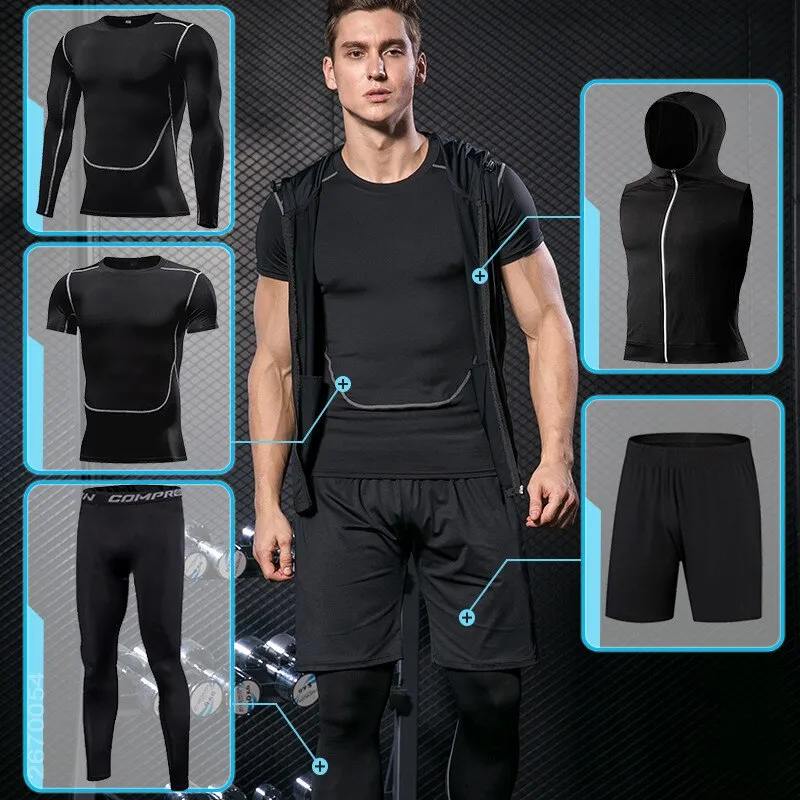 Men's Sports Suit Compression Tracksuit Fitness Gym Clothes For Jogging Sets Running Sportwear Training Exercise Workout Tights