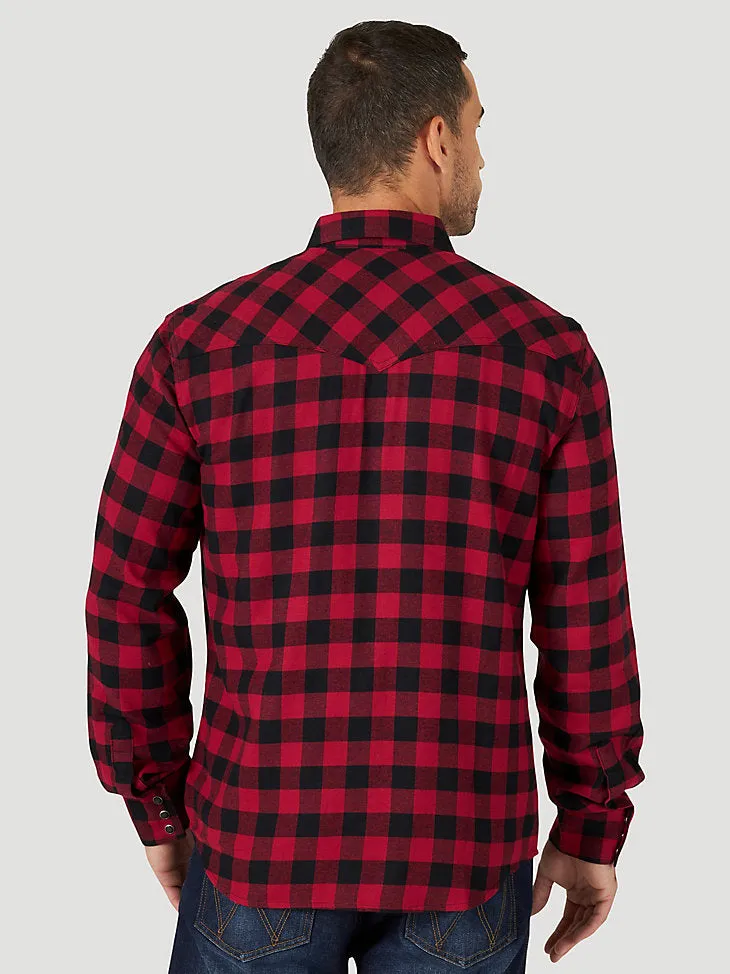 Men's Wrangler Retro® Long Sleeve Flannel Western Snap Plaid Shirt in Buffalo Jack