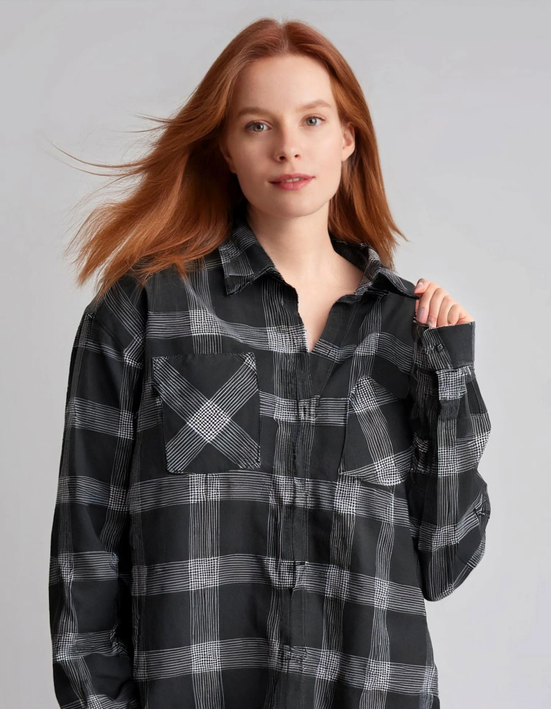 Midnight Black Check Flannel Shirt