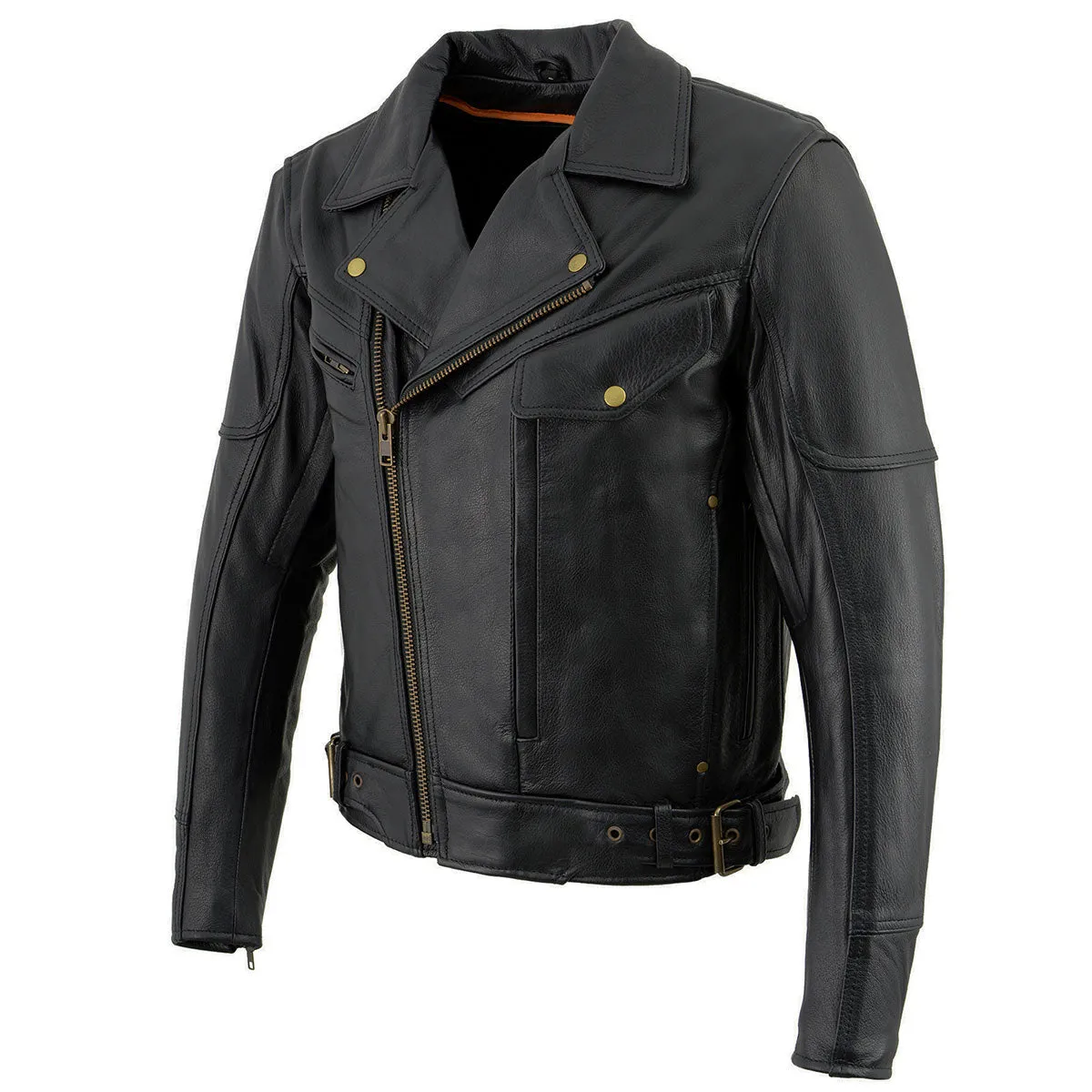 Milwaukee Leather LKM1770 Men's Black Premium Thick Leather Motorcycle Jacket Brando Style Biker Jacket