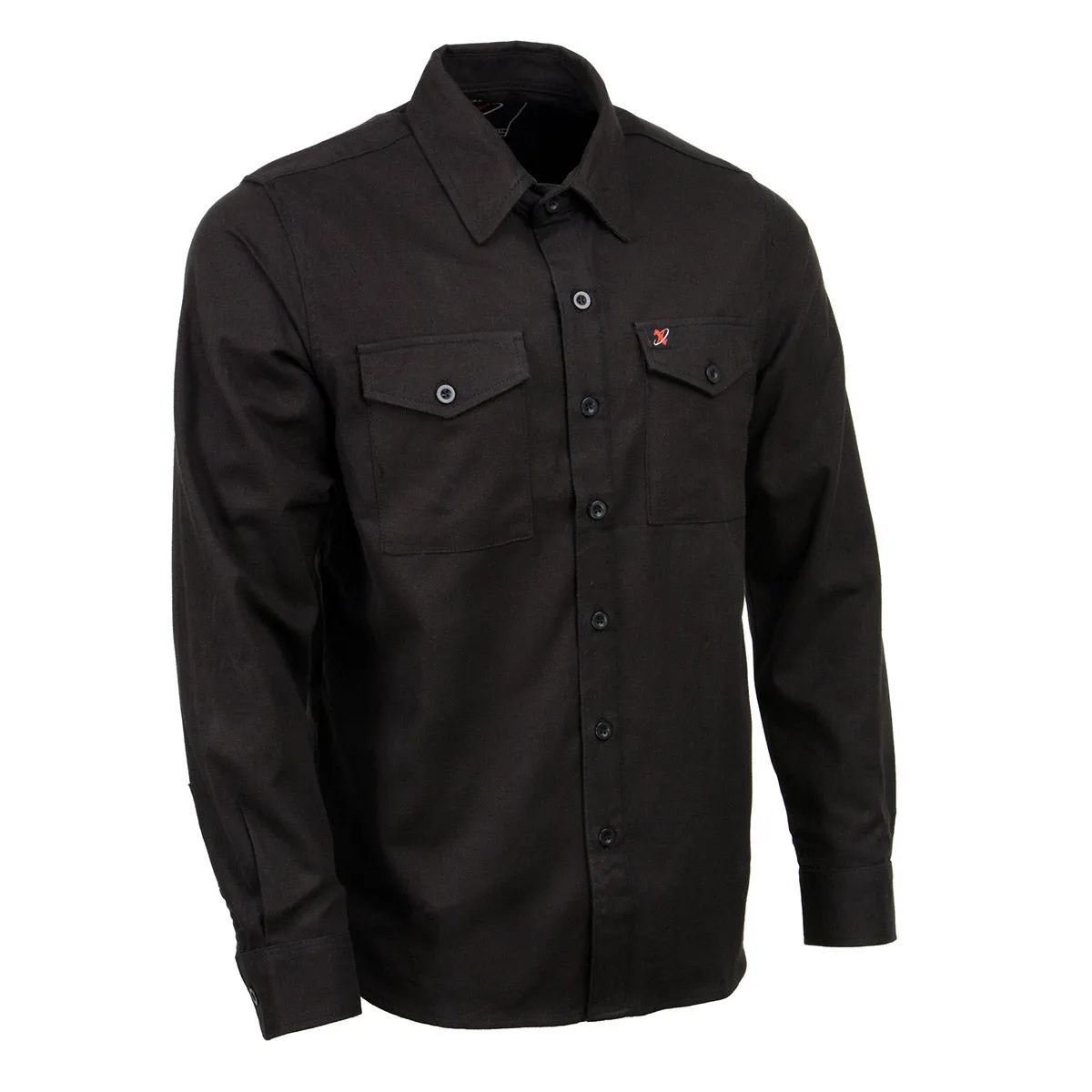 Milwaukee Leather MNG11655 Men's Solid Black Long Sleeve Cotton Flannel Shirt