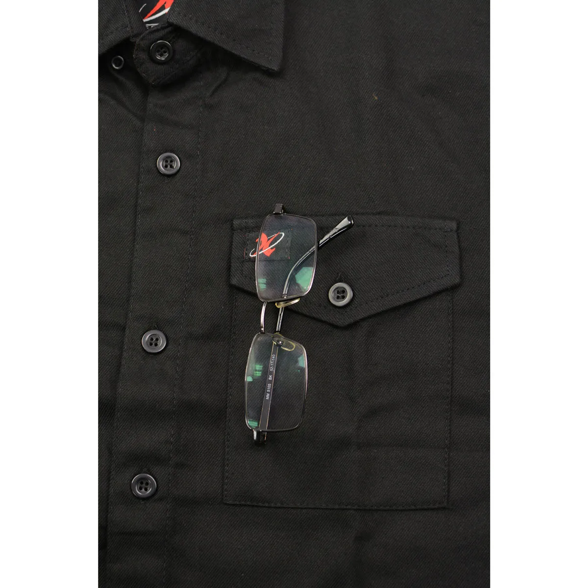 Milwaukee Leather MNG11655 Men's Solid Black Long Sleeve Cotton Flannel Shirt