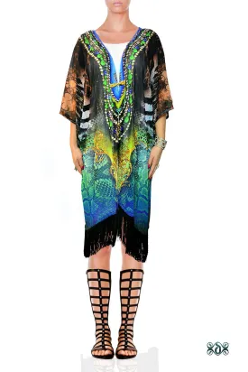 NATURE MORTE Colorful Snakeskin Devarshy Short Georgette Kimono Jacket - 003A