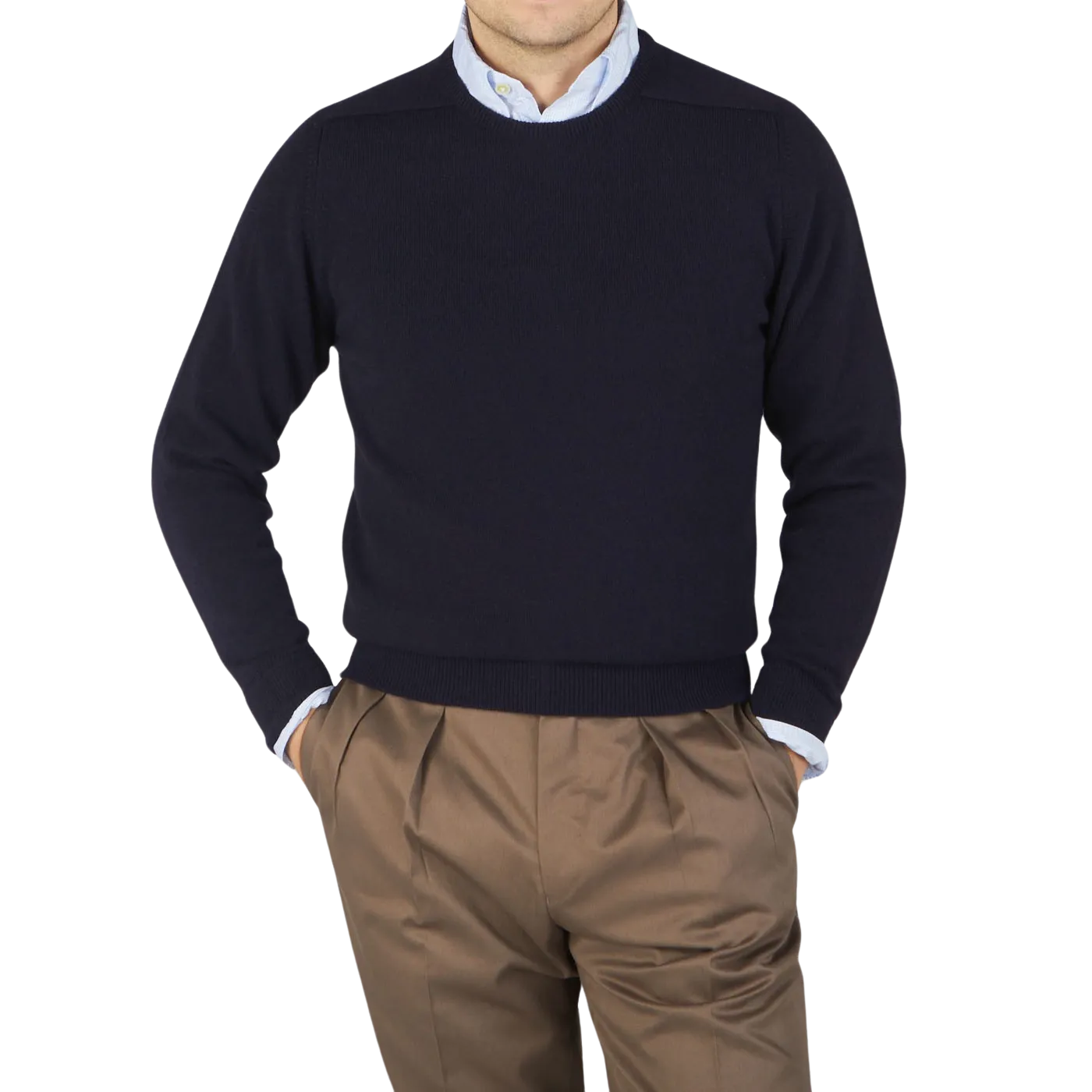 Navy Crew Neck Cashmere Sweater