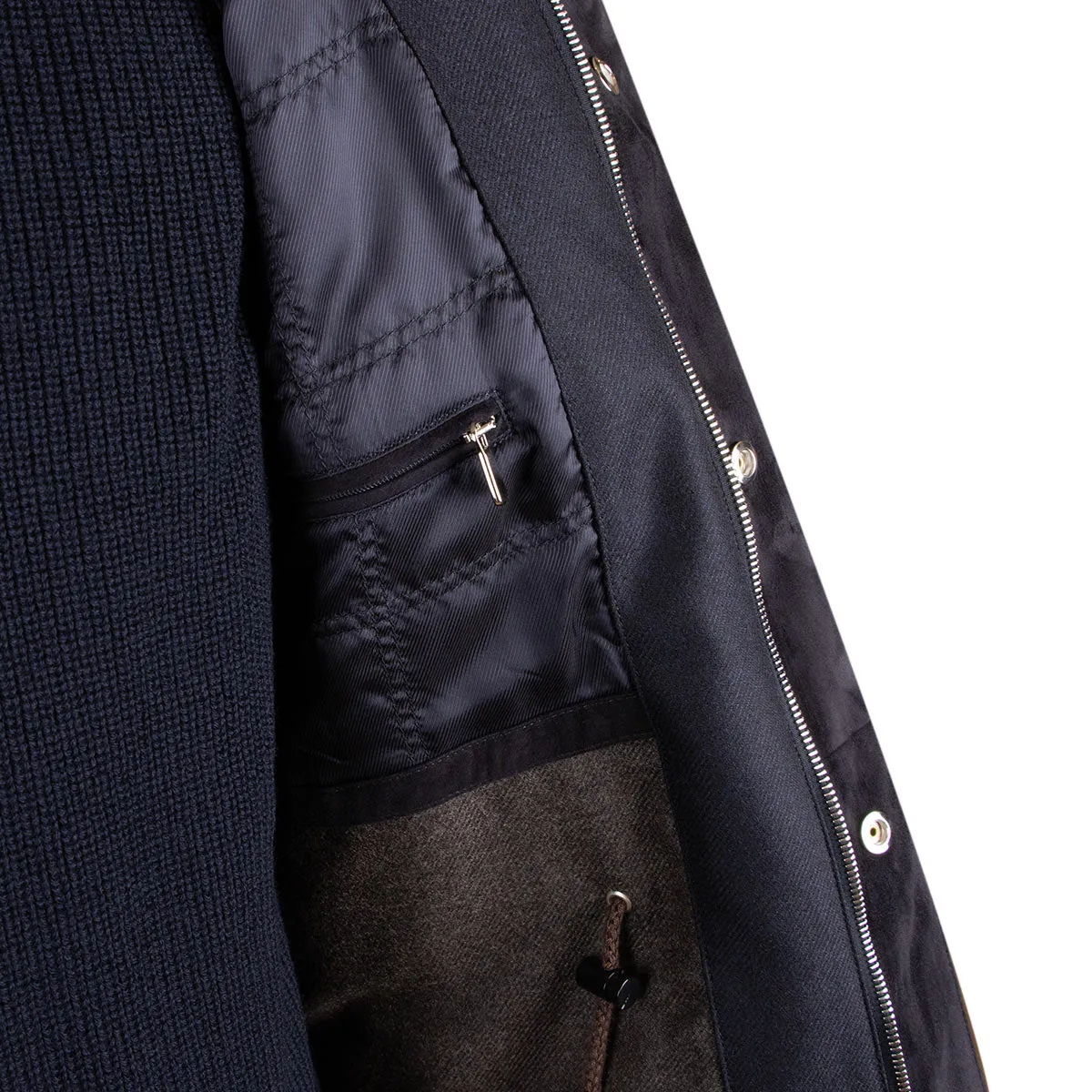 Navy Loro Piana Green Storm System Wool & Cashmere Overcoat