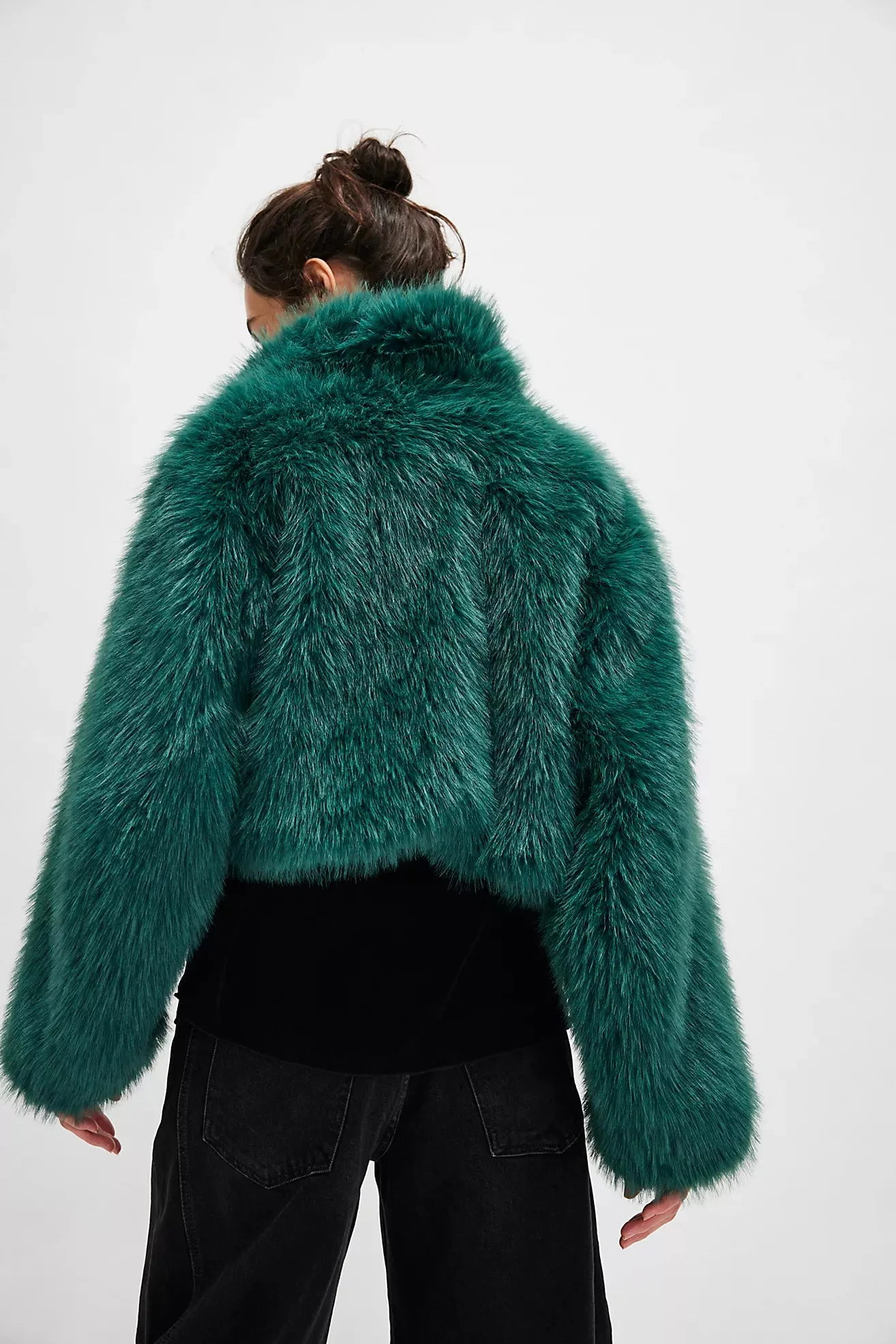 Paris Cropped Fur-Emerald