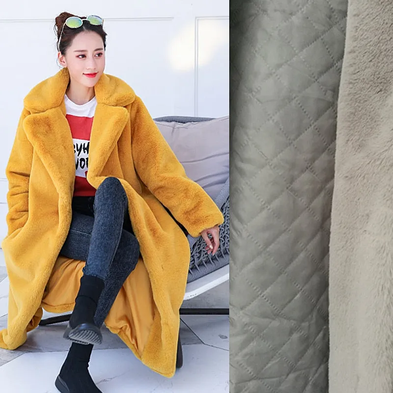 Rabbit Fur Winter Coat with Loose Lapel