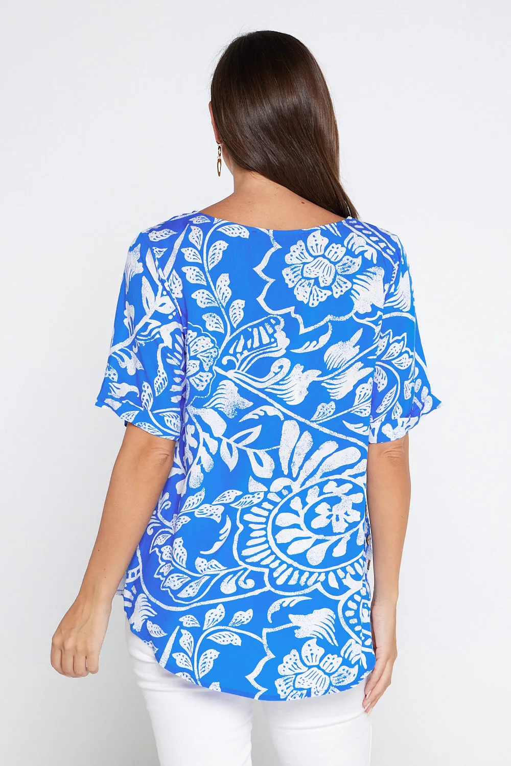 Sarina Top - Blue Print