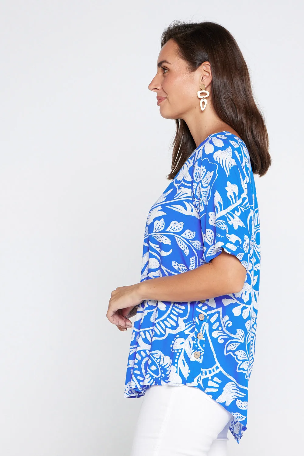 Sarina Top - Blue Print