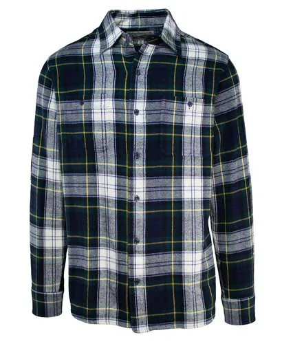 Schott NYC Plaid Cotton Flannel Shirt - White/Navy/Hunter