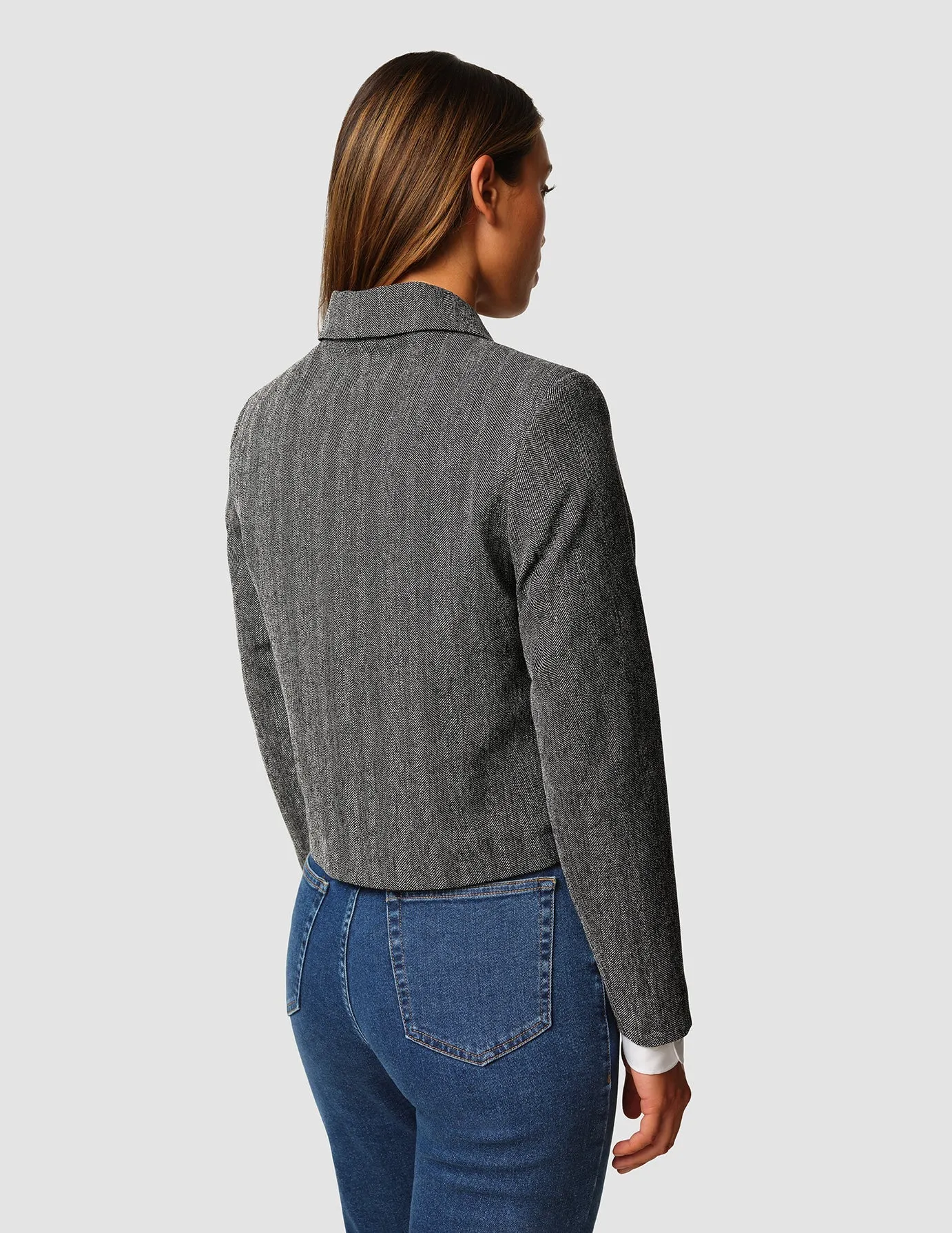 Serene Short Jacket Grey Herringbone