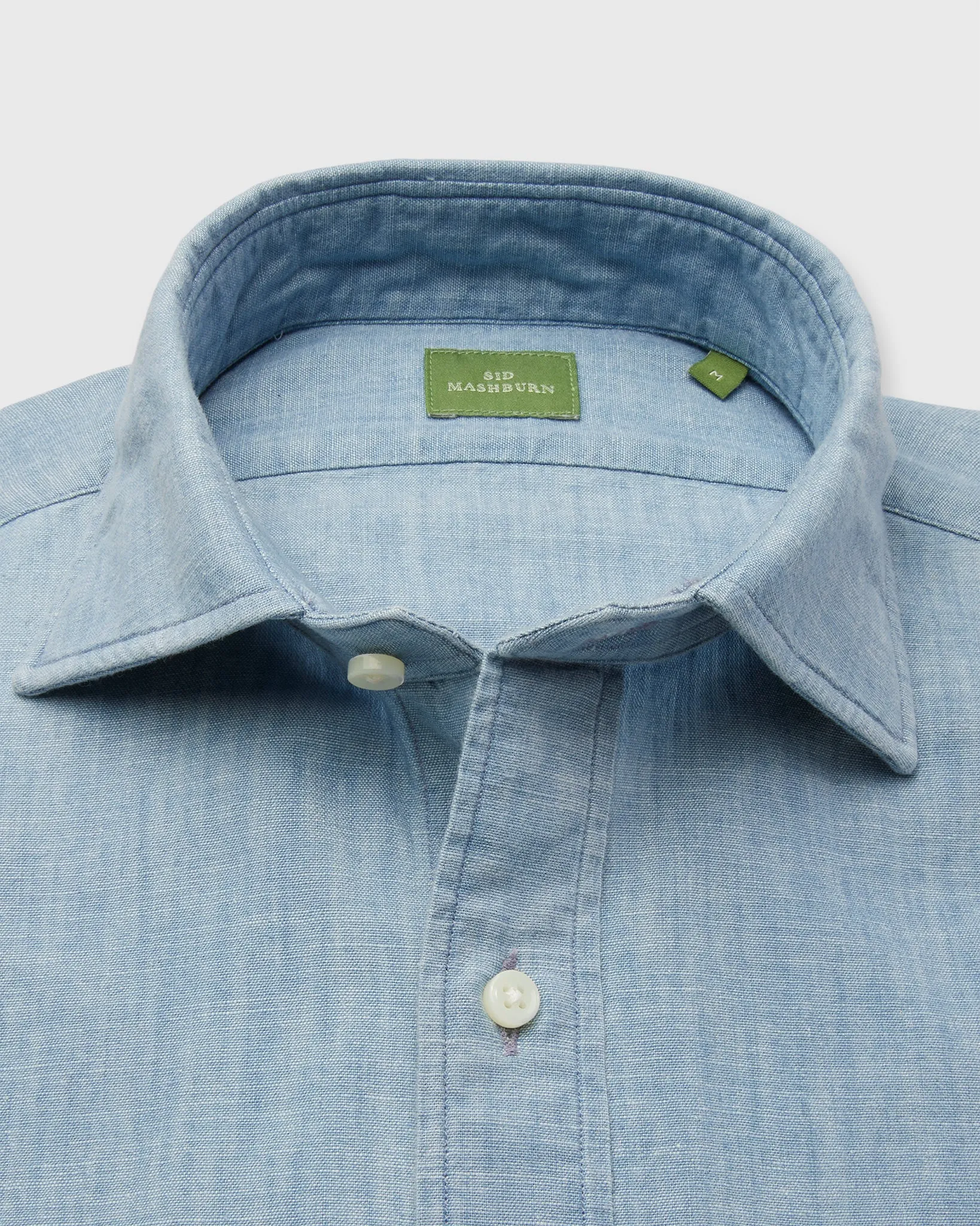 Spread Collar Sport Shirt in Extra Light Washed Chambray