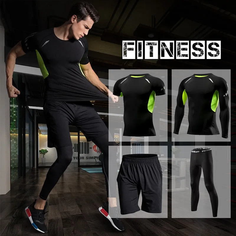 Tight Running Set for Men Fitness Sportswear Jogging Sport Suit Gym Compression Sports Clothing Training Tracksuit Rash guard