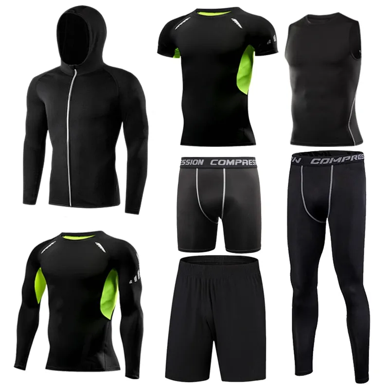 Tight Running Set for Men Fitness Sportswear Jogging Sport Suit Gym Compression Sports Clothing Training Tracksuit Rash guard