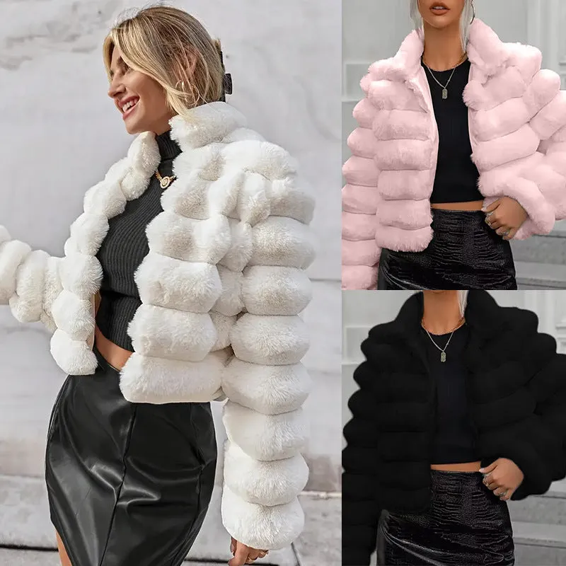 Trendy Imitation Short Fur Coat